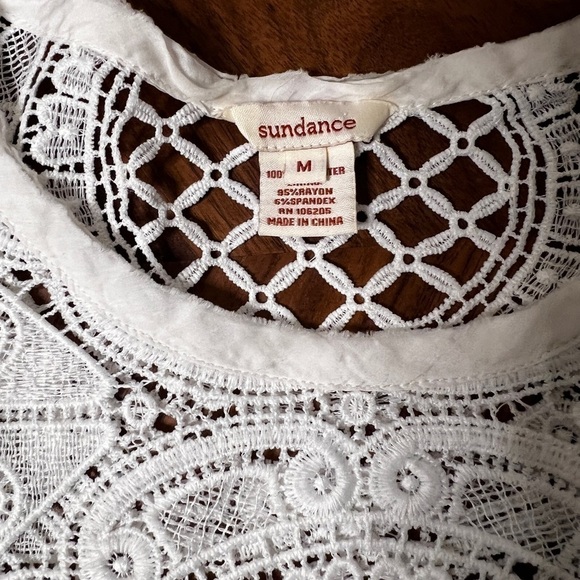Sundance shadow dance crochet lace knit romantic boho short sleeve blouse size M - Picture 4 of 5